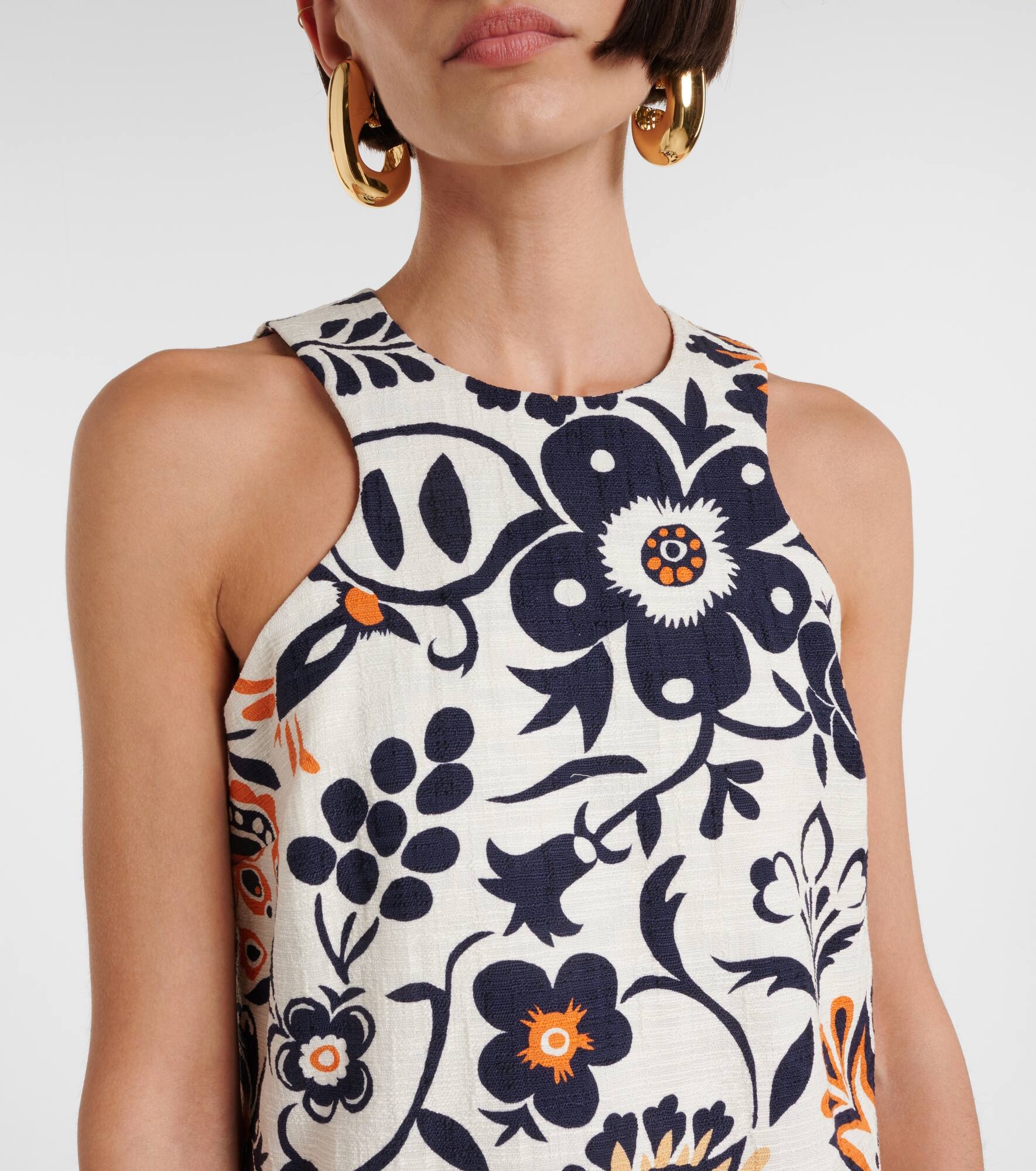 Racer printed cotton poplin minidress - 4