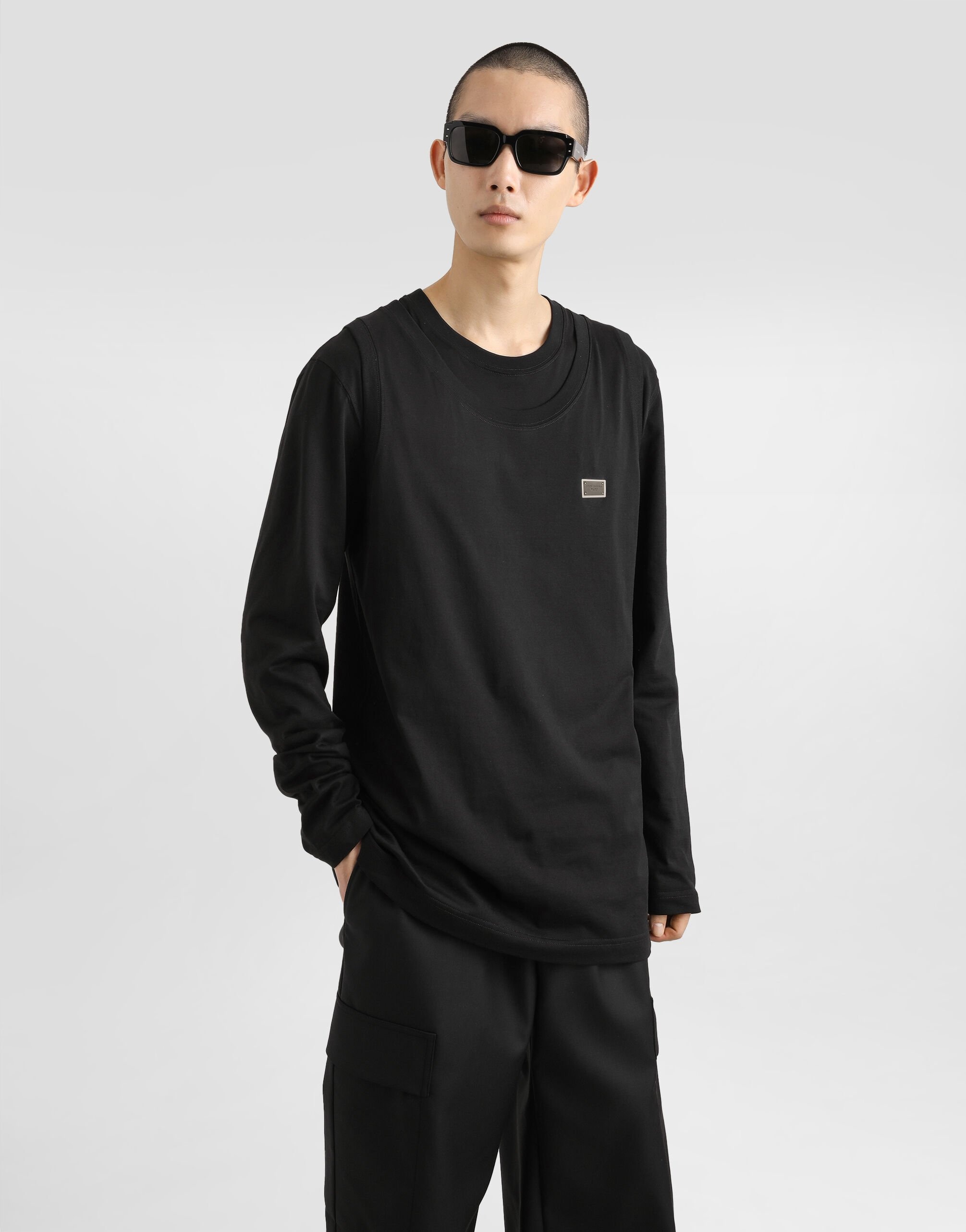 Oversize cotton singlet with tag - 4