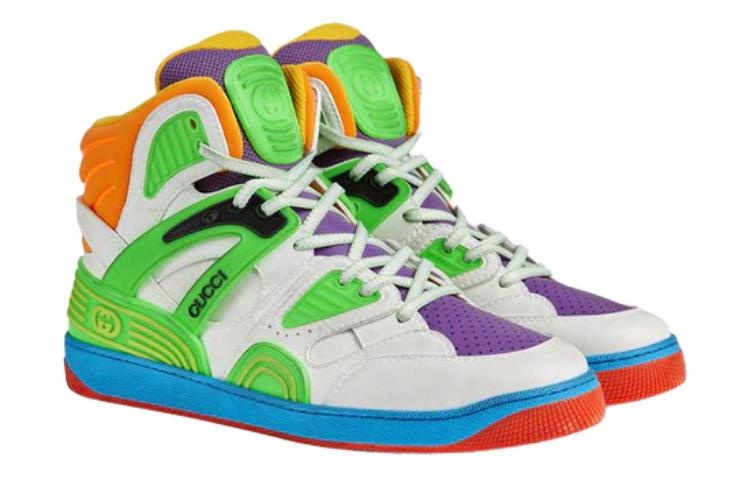 Gucci Basket Breathable Wear-Resistant Non-Slip High 'White Green Purple' 661301-2SH80-9062 - 2