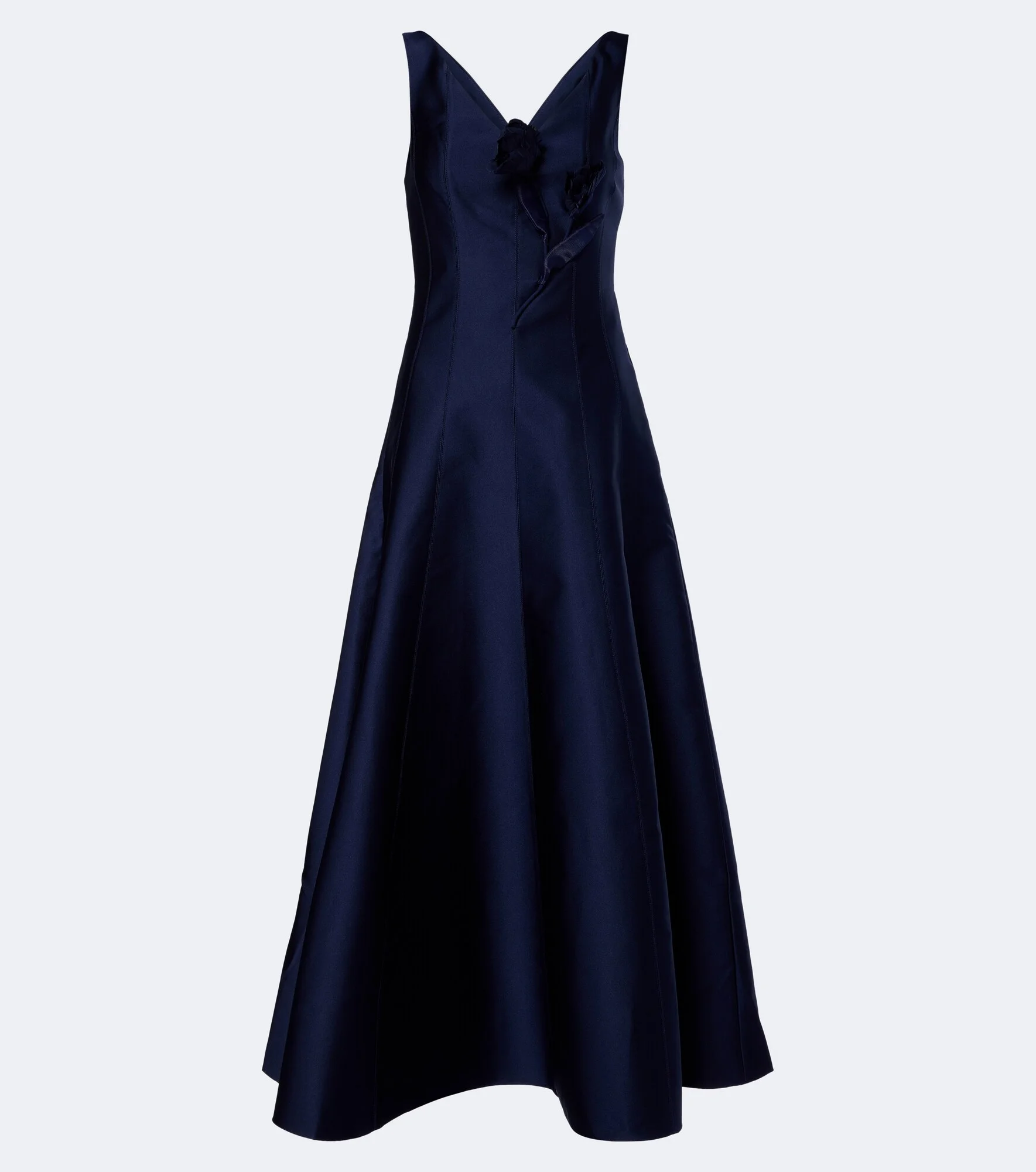 Floral-appliqué taffeta maxi dress - 1