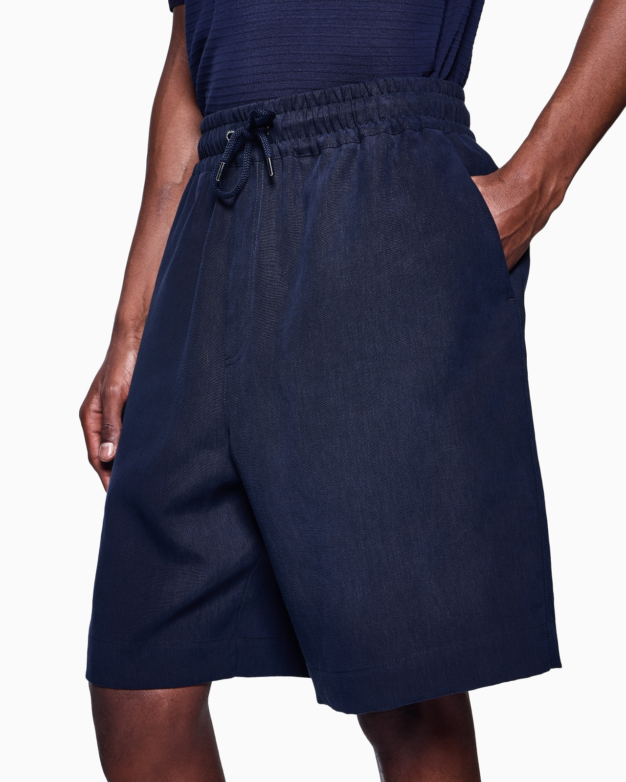 LINEN CANVAS FLAT-FRONT BERMUDA SHORTS - 5
