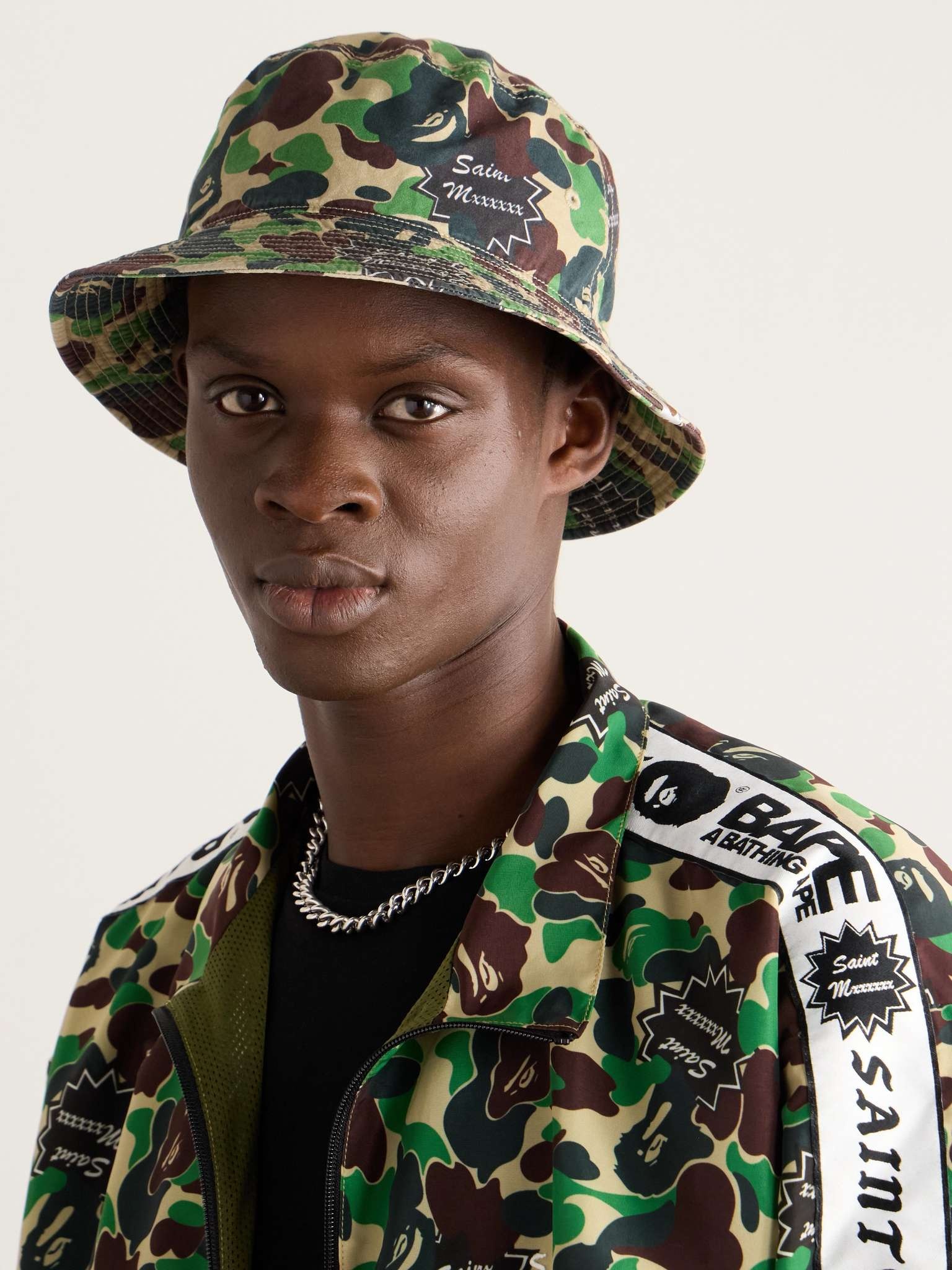 + A Bathing Ape Logo-Detailed Camouflage-Print Cotton Bucket Hat - 2