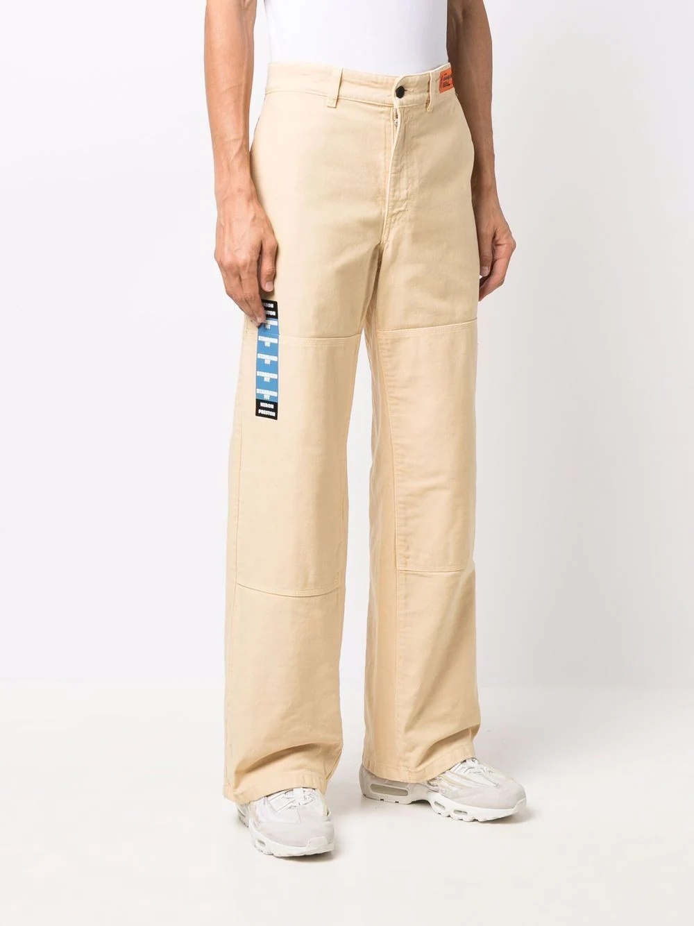 logo patch wide-leg chinos - 3