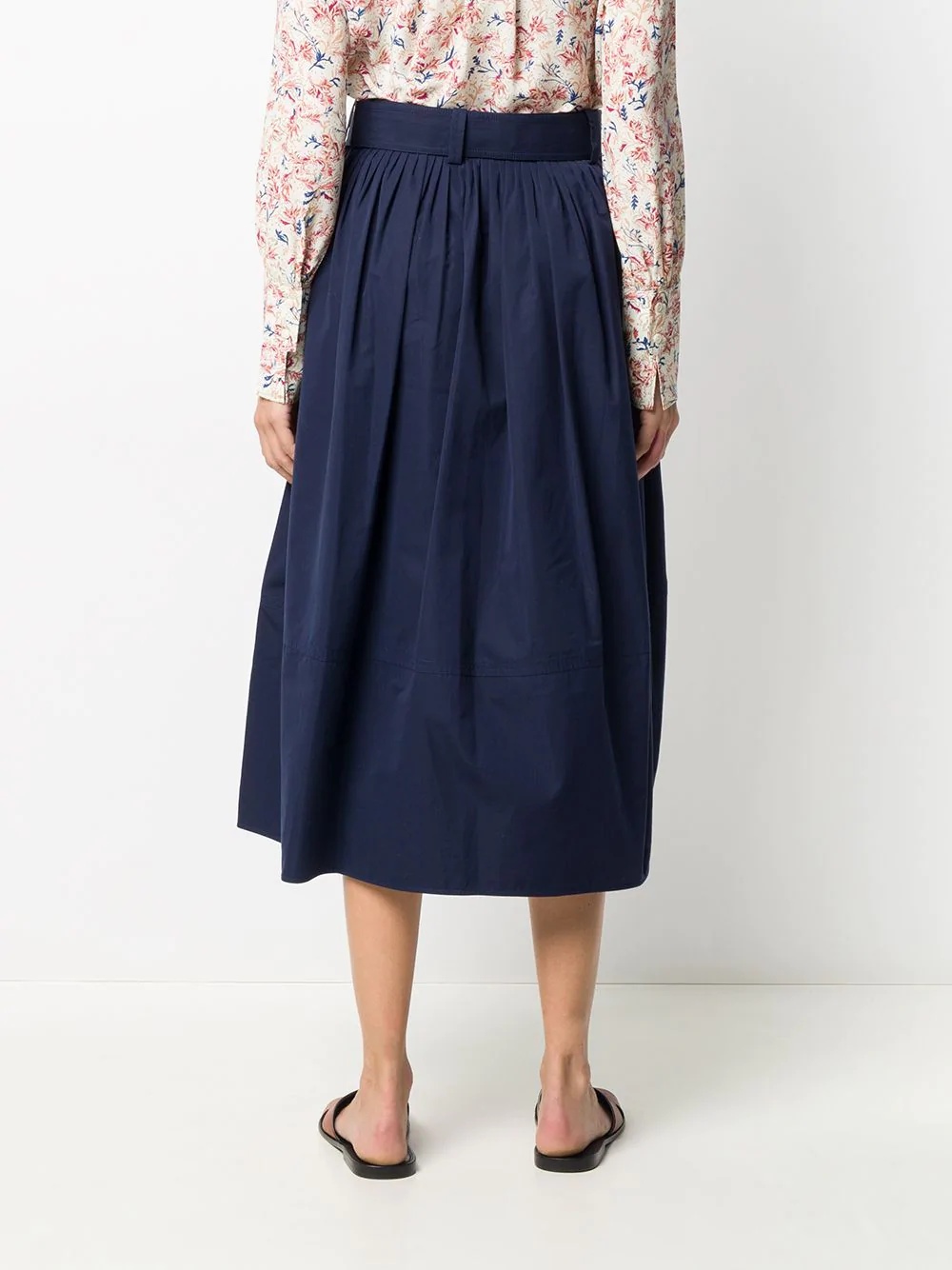 belted midi cotton skirt - 4