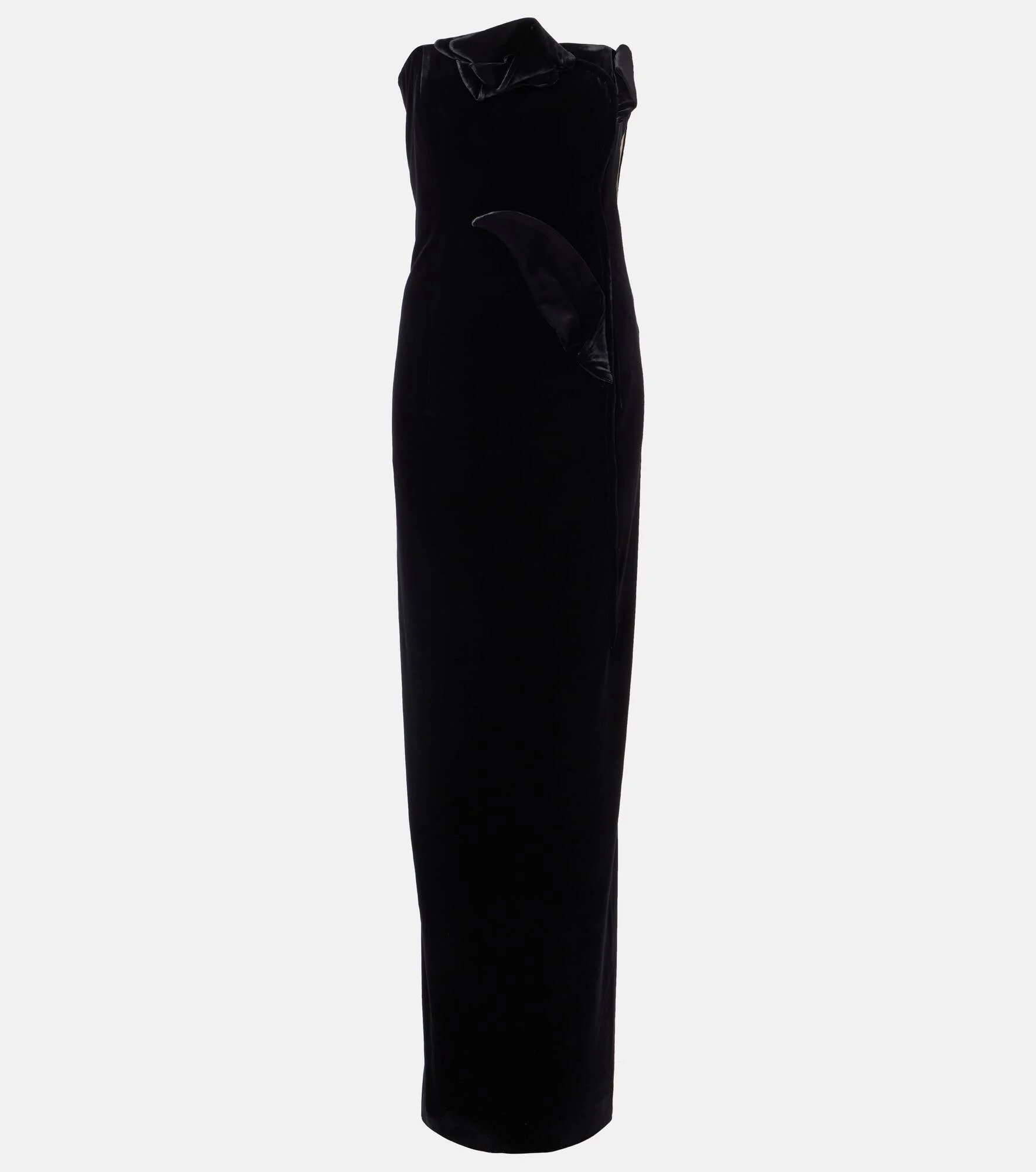 Marilyn cutout floral-appliqué velvet gown - 1