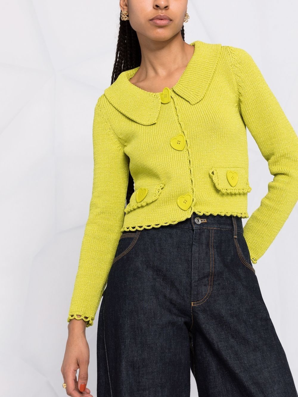 heart-shaped buttons scalloped jacket - 5