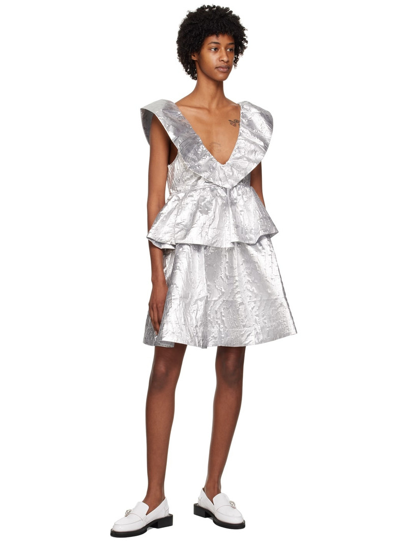 GANNI Silver Layered Minidress outlook