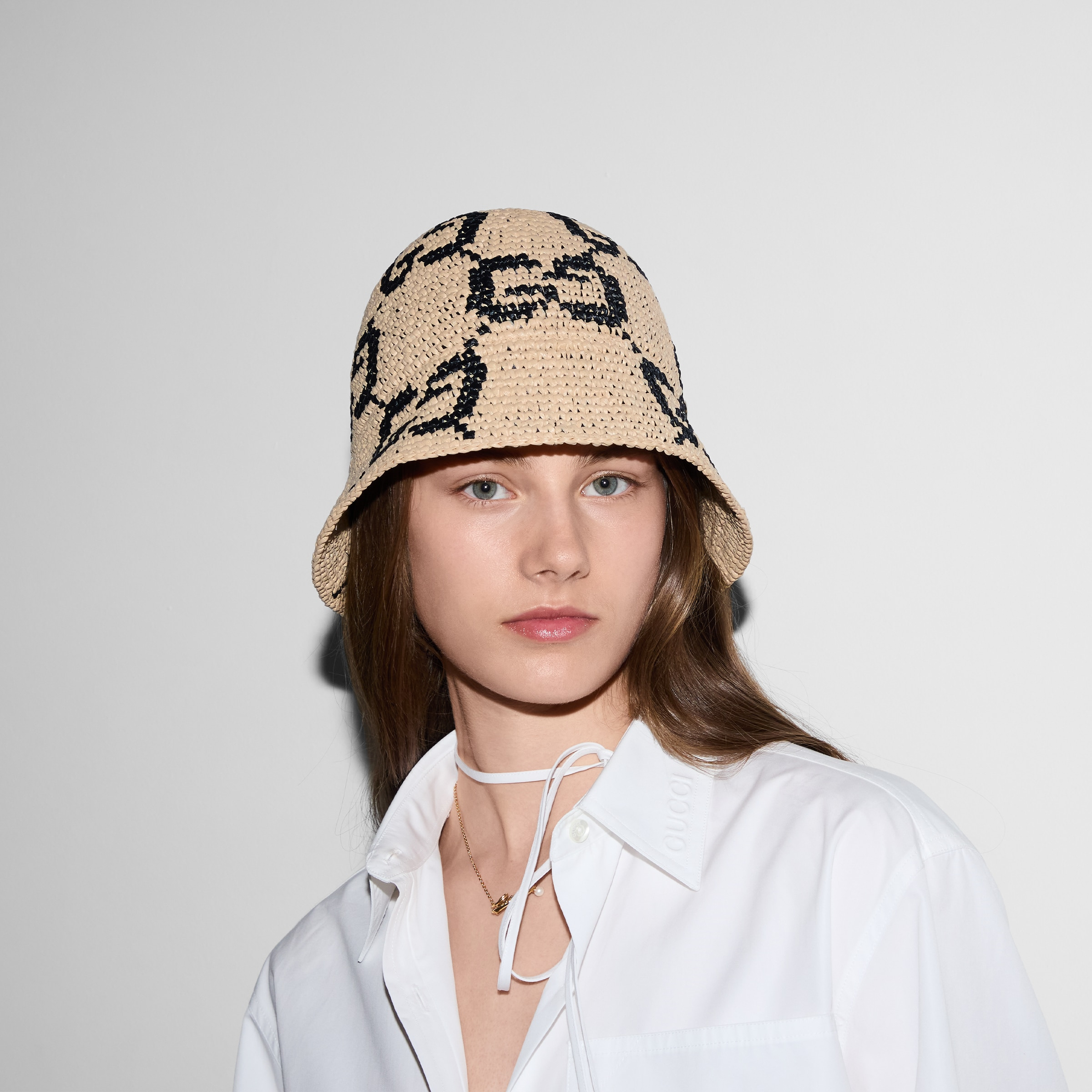 GG straw cloche hat - 3