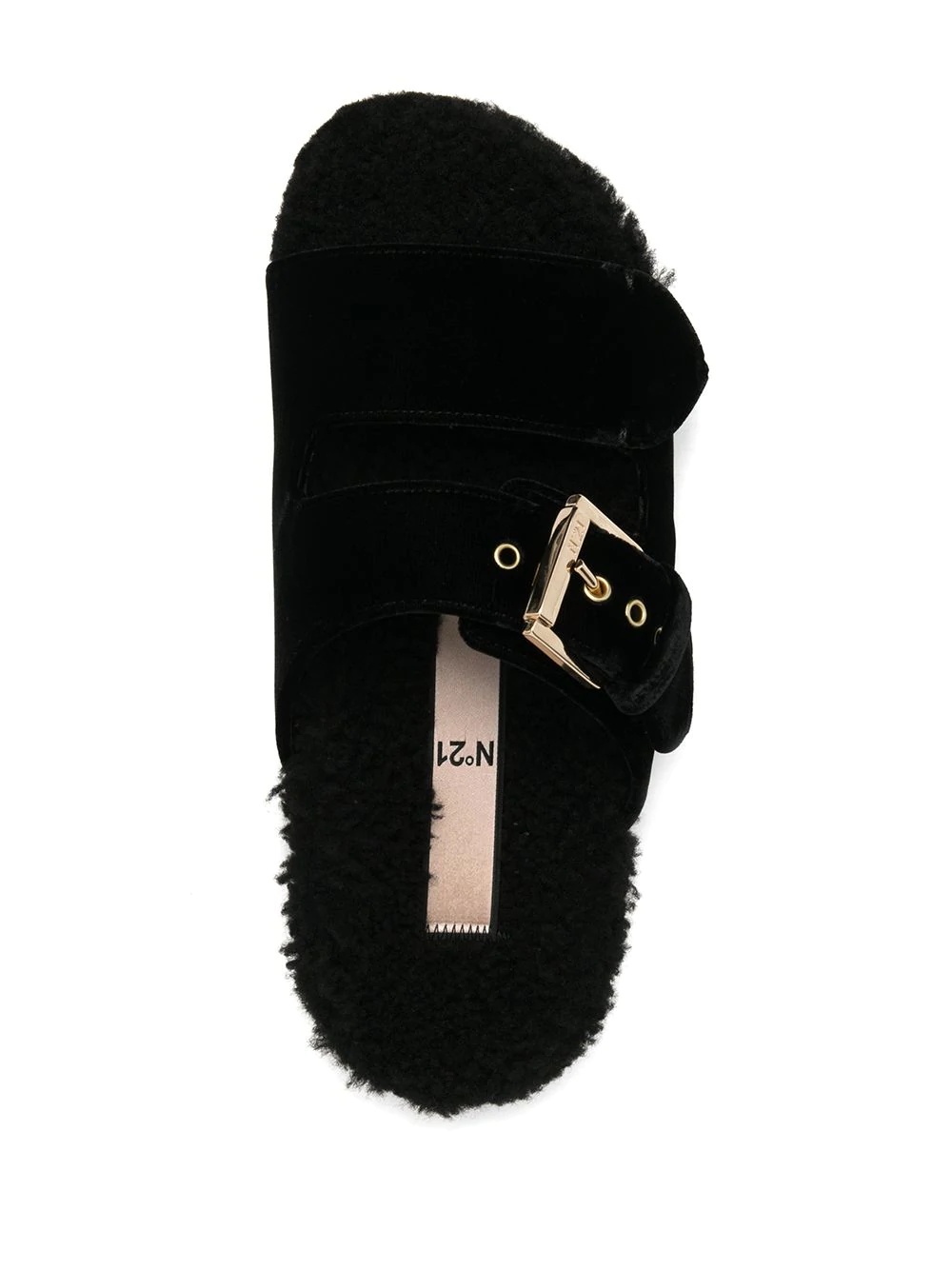 shearling buckled slides - 4