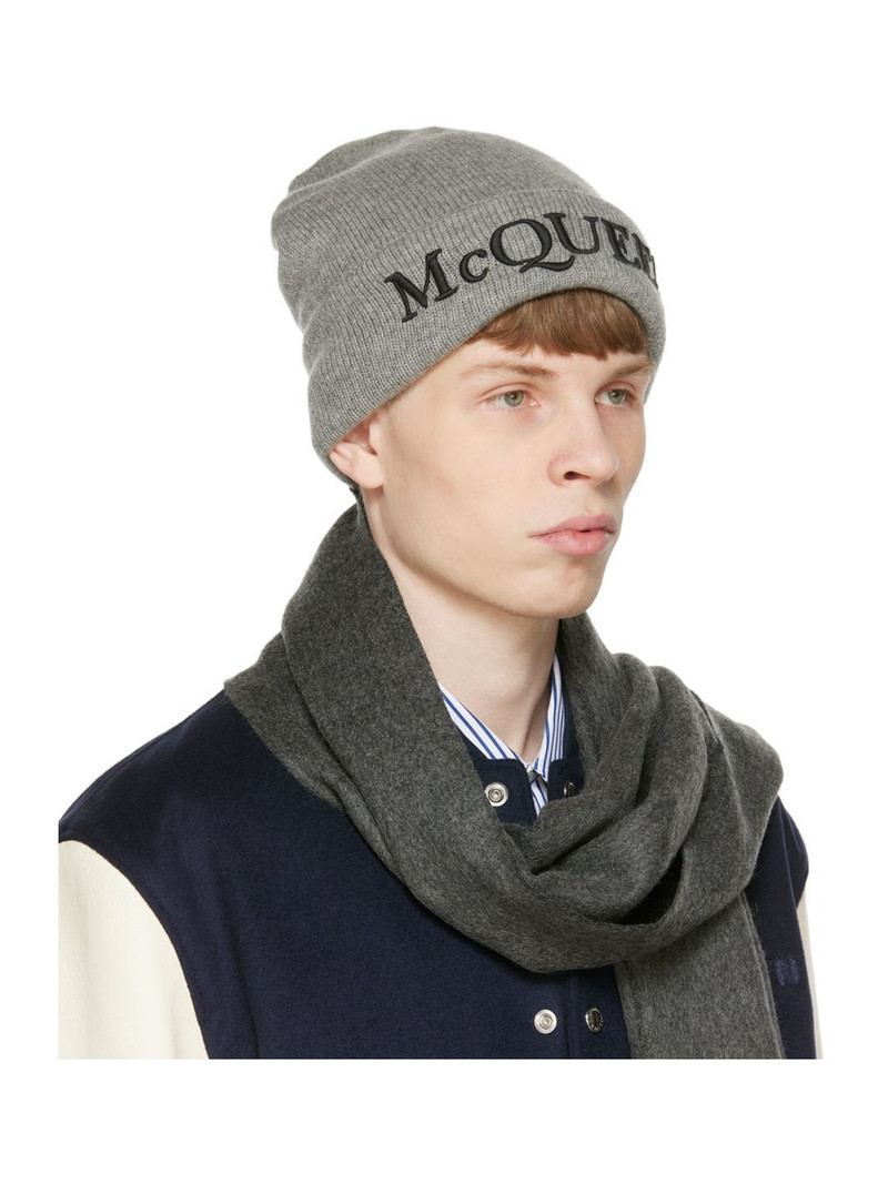Alexander McQueen embroidered 로고 늑골 beanie outlook