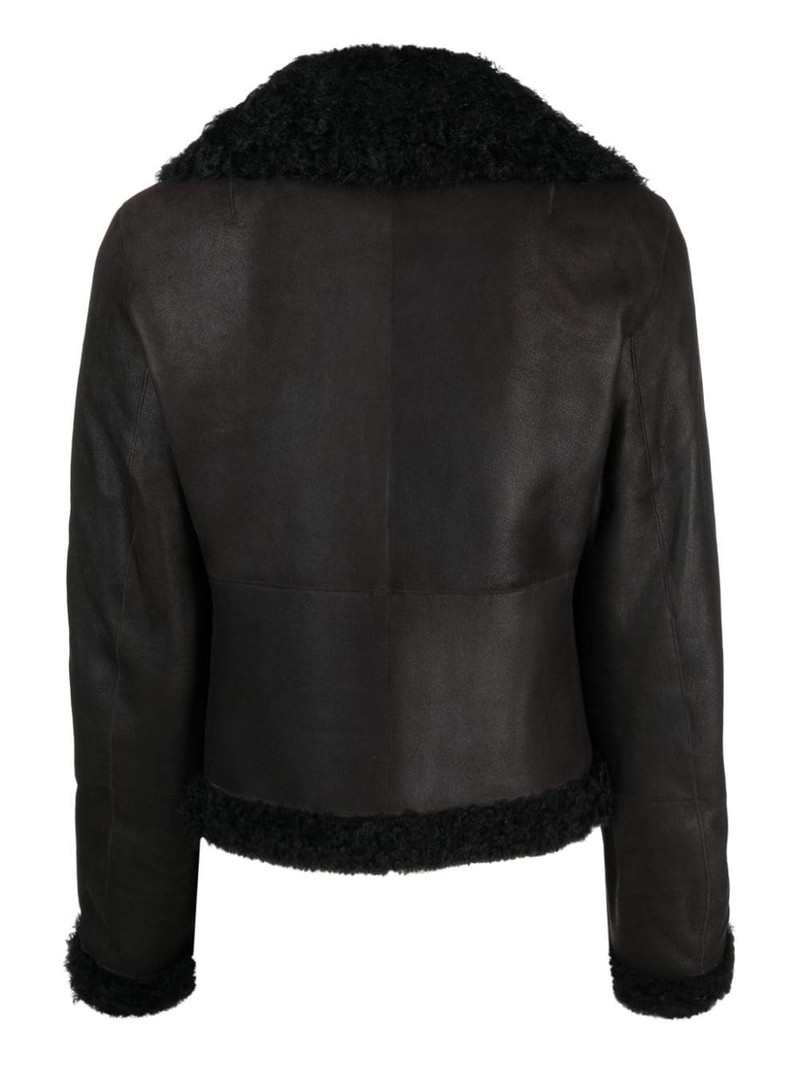 AKRIS shearling-collar leather jacket outlook