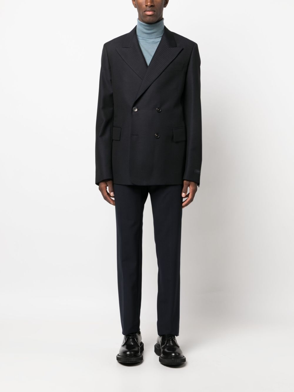 checked double-breasted blazer - 2