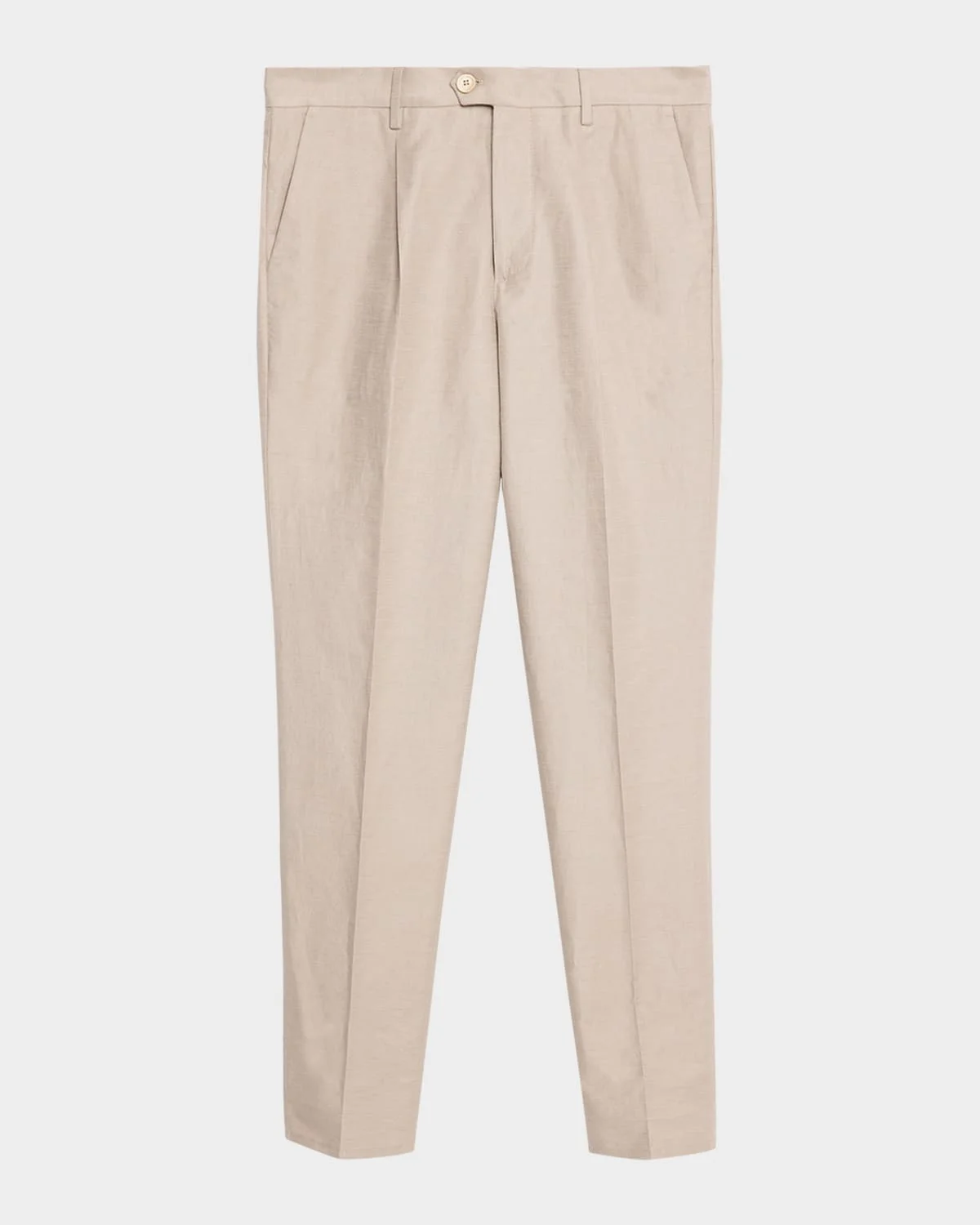 Men's Cotton and Linen Leisure-Fit Pleated Trousers - 1