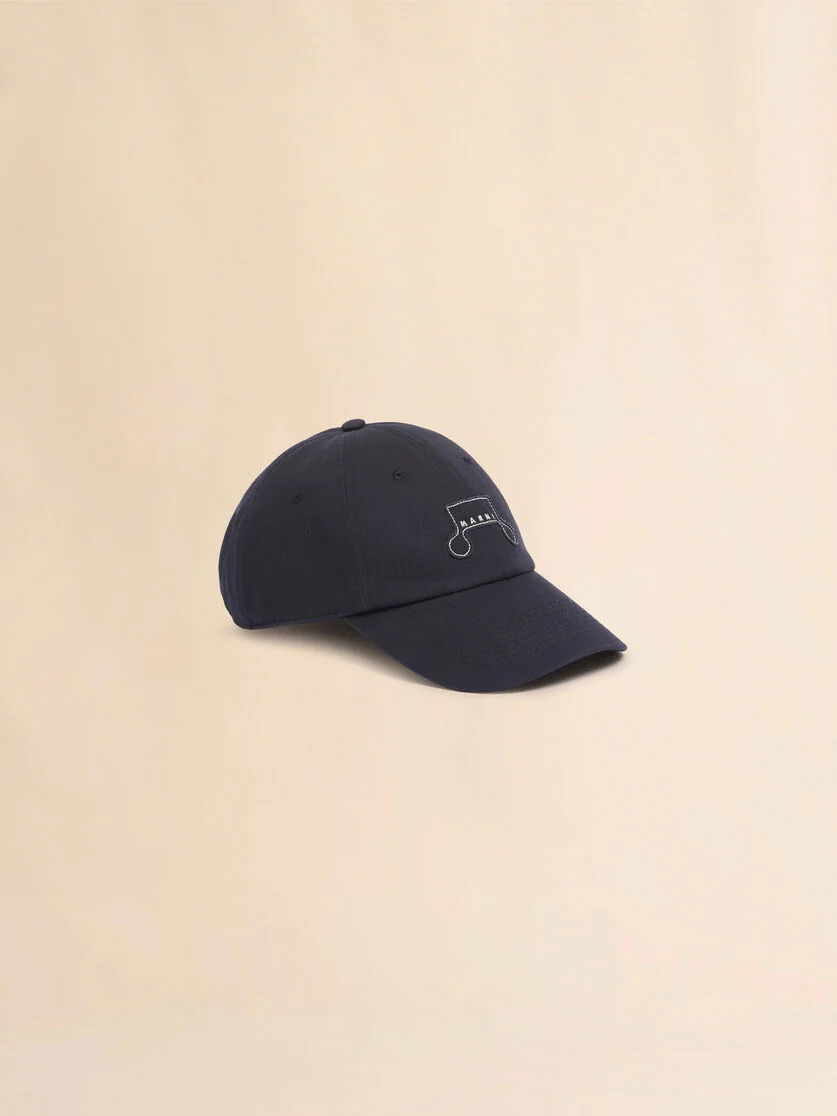 DEEP BLUE ORGANIC GABARDINE BASEBALL CAP WITH TRUNKAROO PATCH - 1