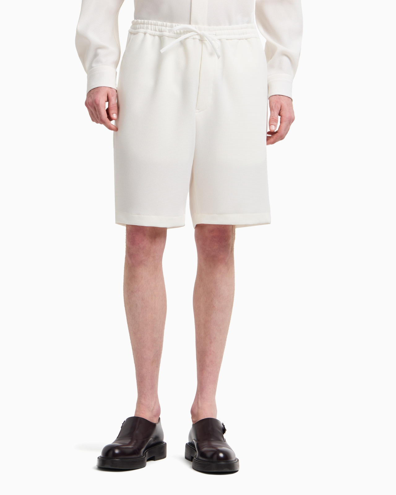 ICON 3D PIQUÉ-EFFECT CRÊPE JERSEY BERMUDA SHORTS - 4