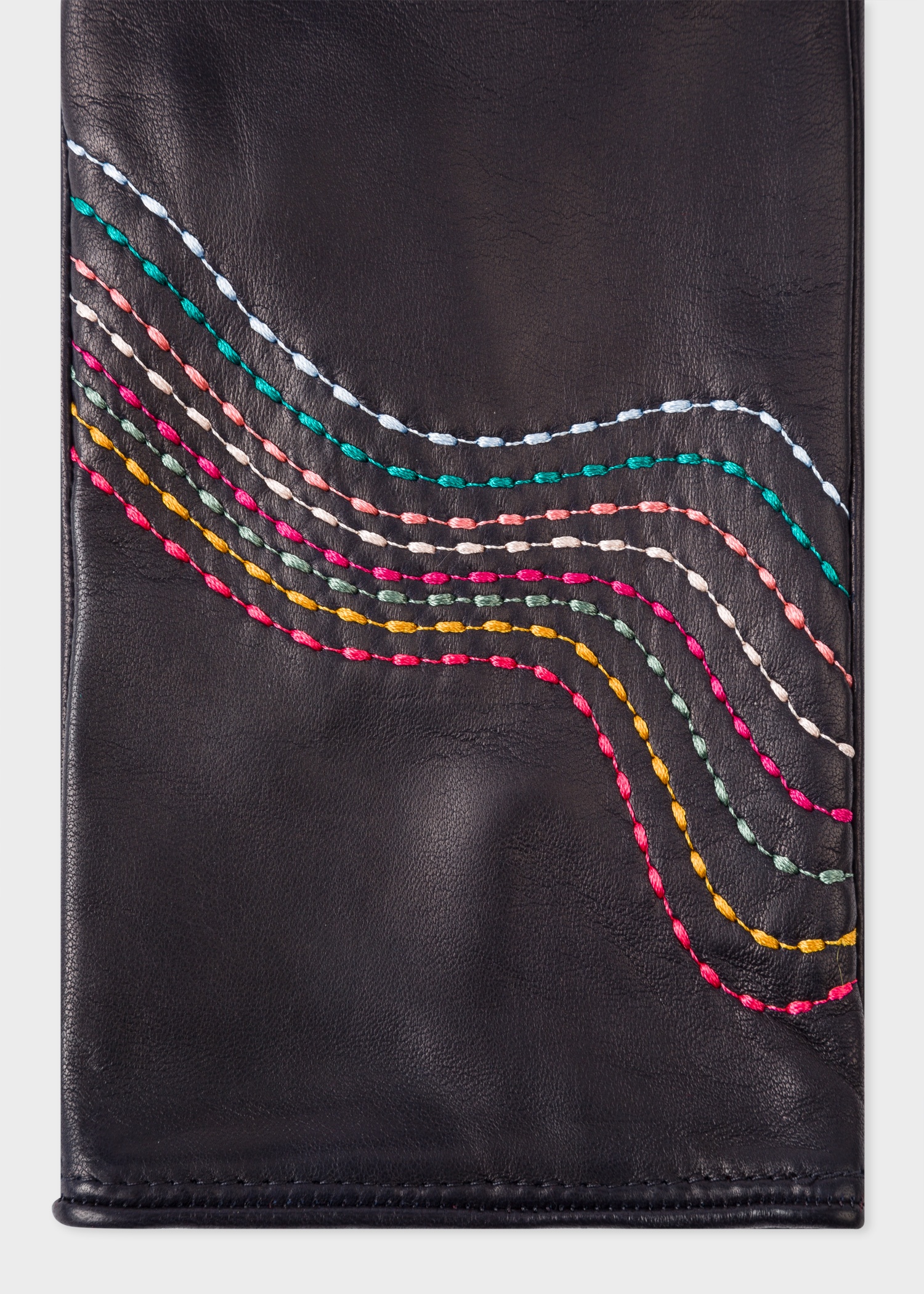 Leather Gloves With 'Swirl' Stitching Details - 2