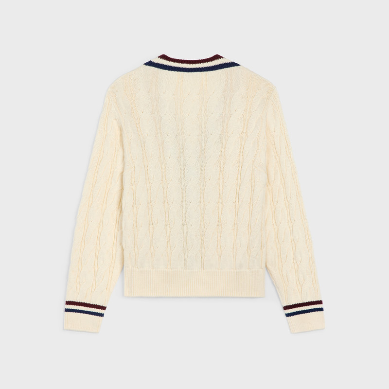 CELINE Cable-knit triomphe cardigan in cotton outlook