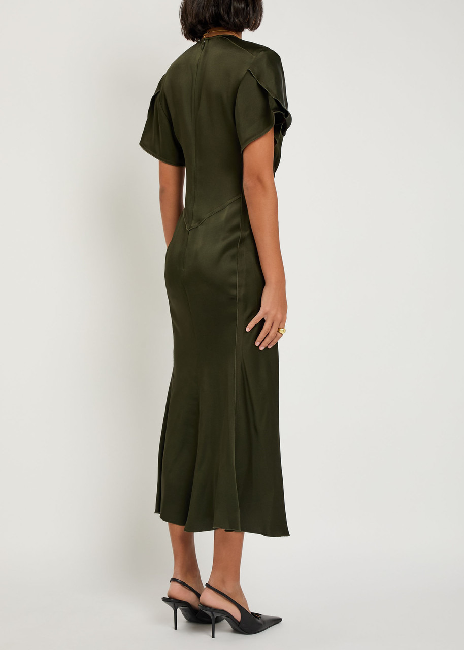 Victoria Beckham Bella Gathered Satin Midi Dress - 3