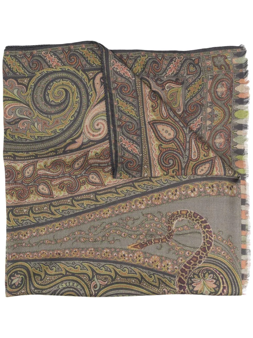 paisley-print cashmere-blend scarf - 1