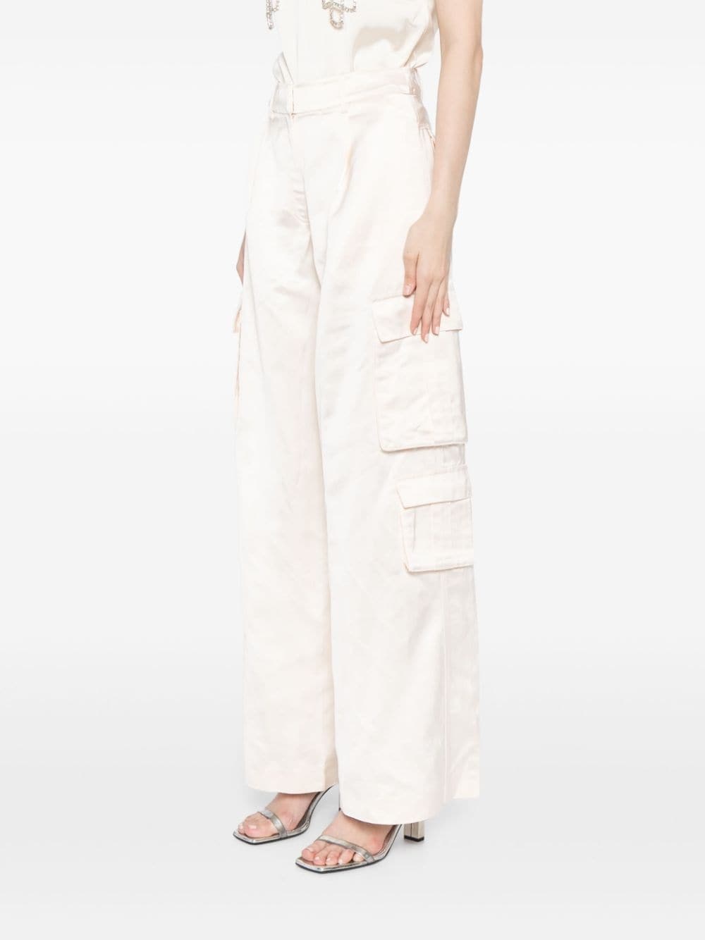 high-waisted straight-leg cargo trousers - 3