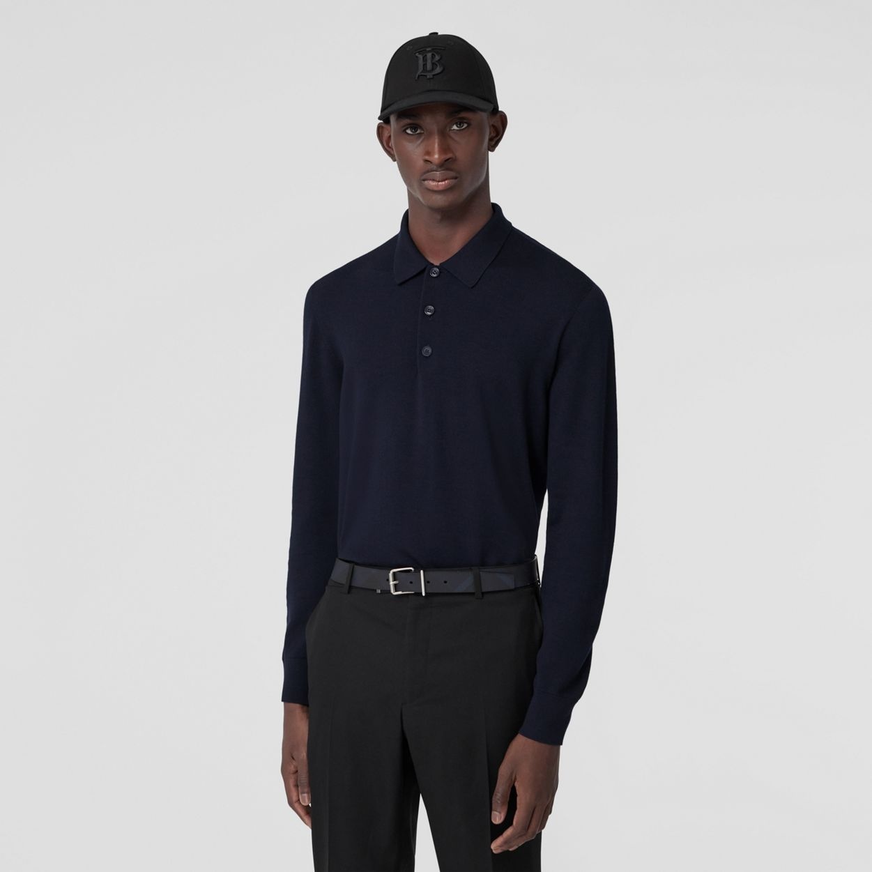 Long-sleeve Monogram Motif Wool Blend Polo Shirt - 5