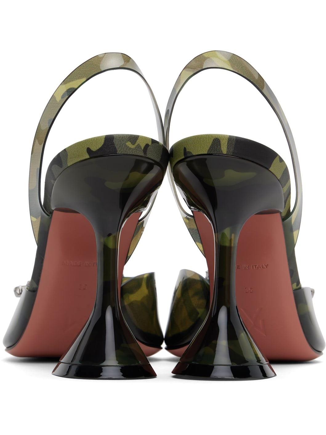Khaki Begum Glass Sling Heels - 2