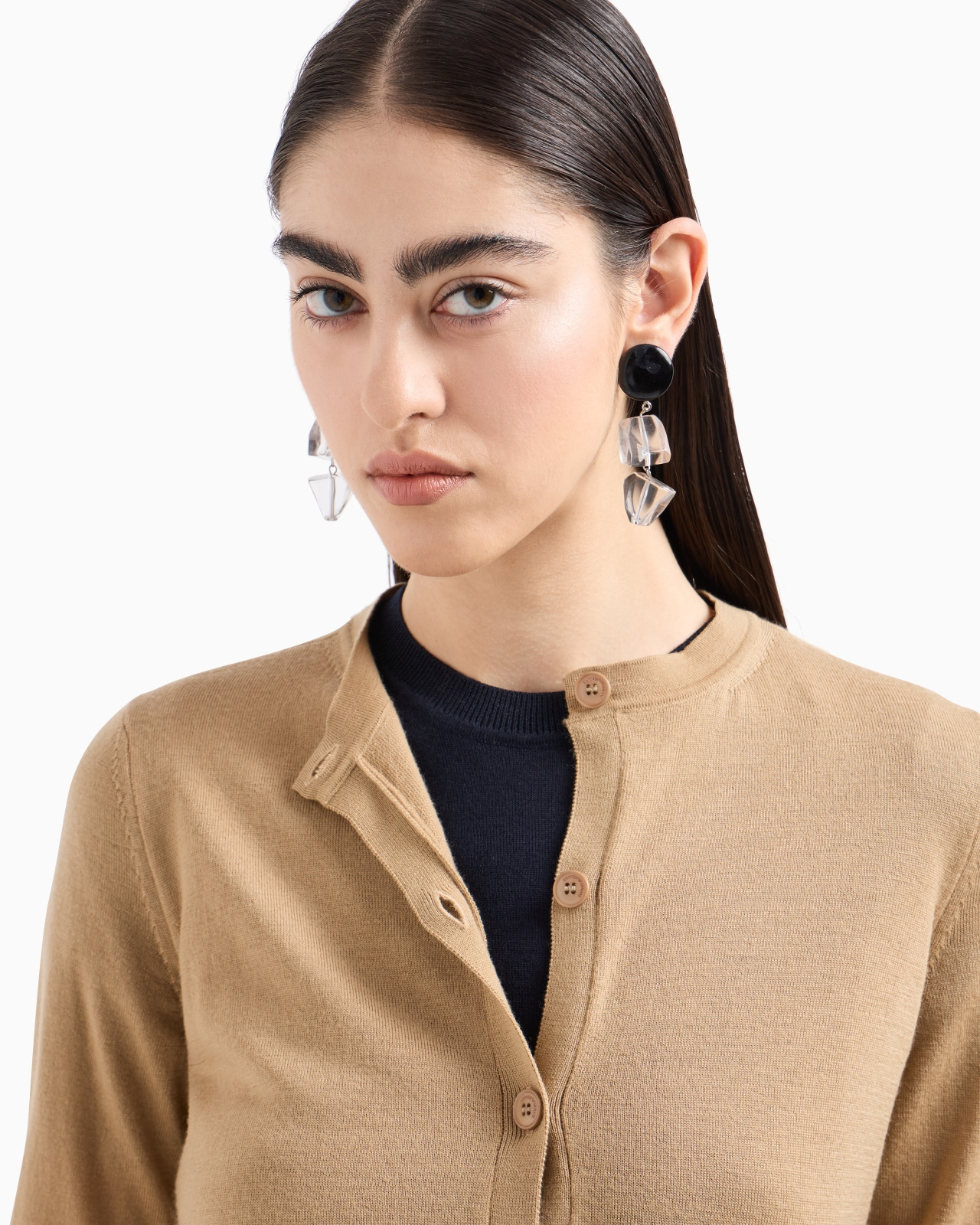 Cardigan in plain-knit, pure virgin wool - 5
