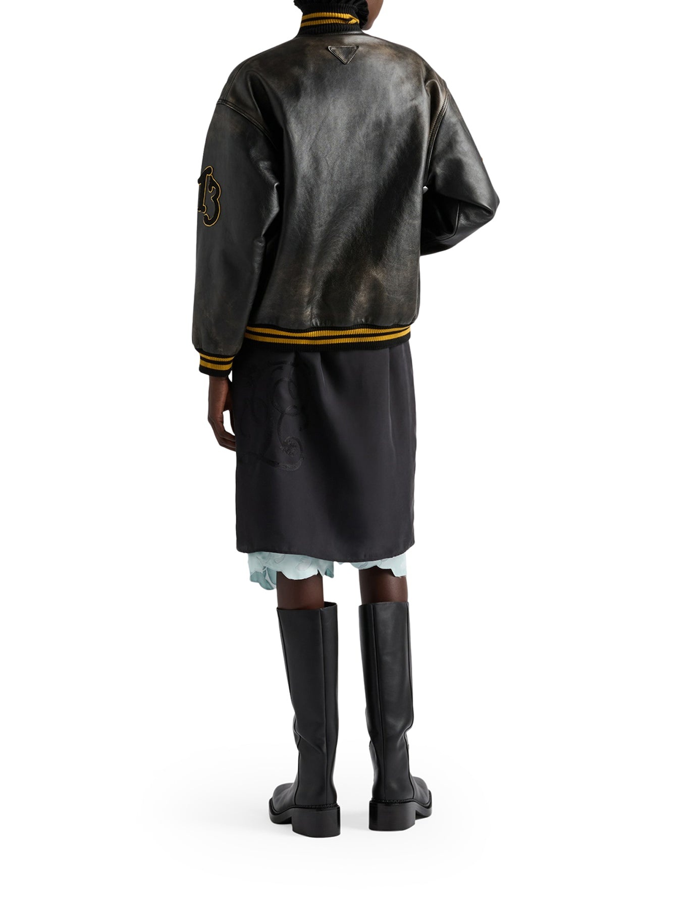 LEATHER BOMBER WITH PATCH - 3