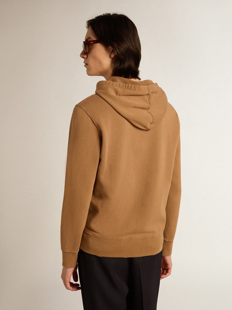 Malt-colored cotton sweatshirt with hood 4
