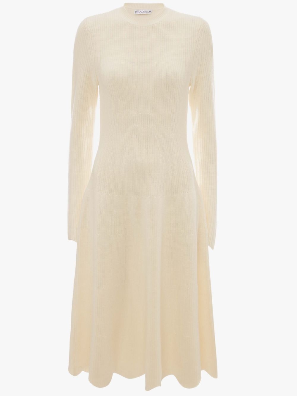 SCALLOPED HEM LONG SLEEVE DRESS - 1