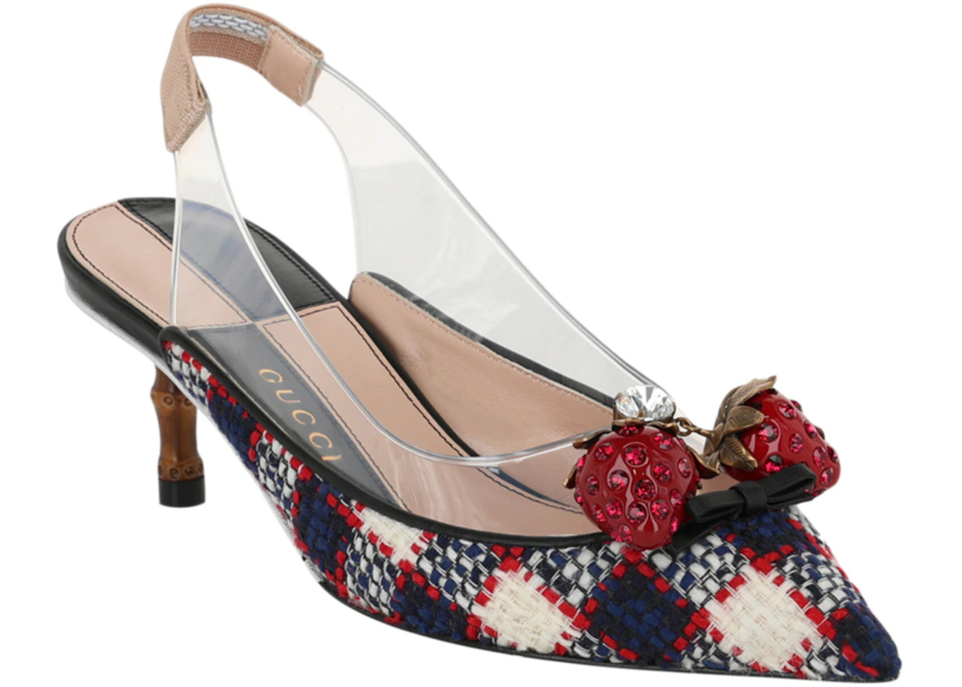 Gucci Eleanor Strawberry Tweed Heels Blue Red (Women's) - 2