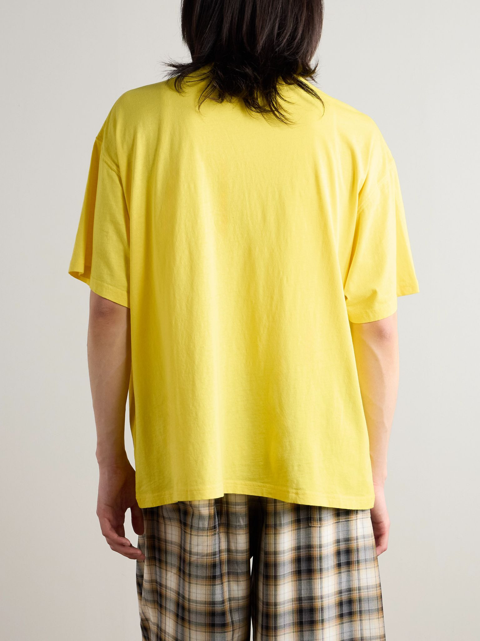 Oversized Logo-Appliquéd Cotton and Hemp-Blend Jersey T-Shirt Yellow - 3