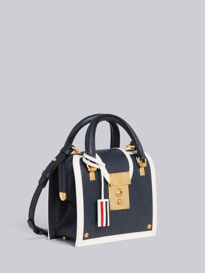 Navy Pebble Grain Leather Contrast Leather Frame Mrs. Thom Mini Bag 3
