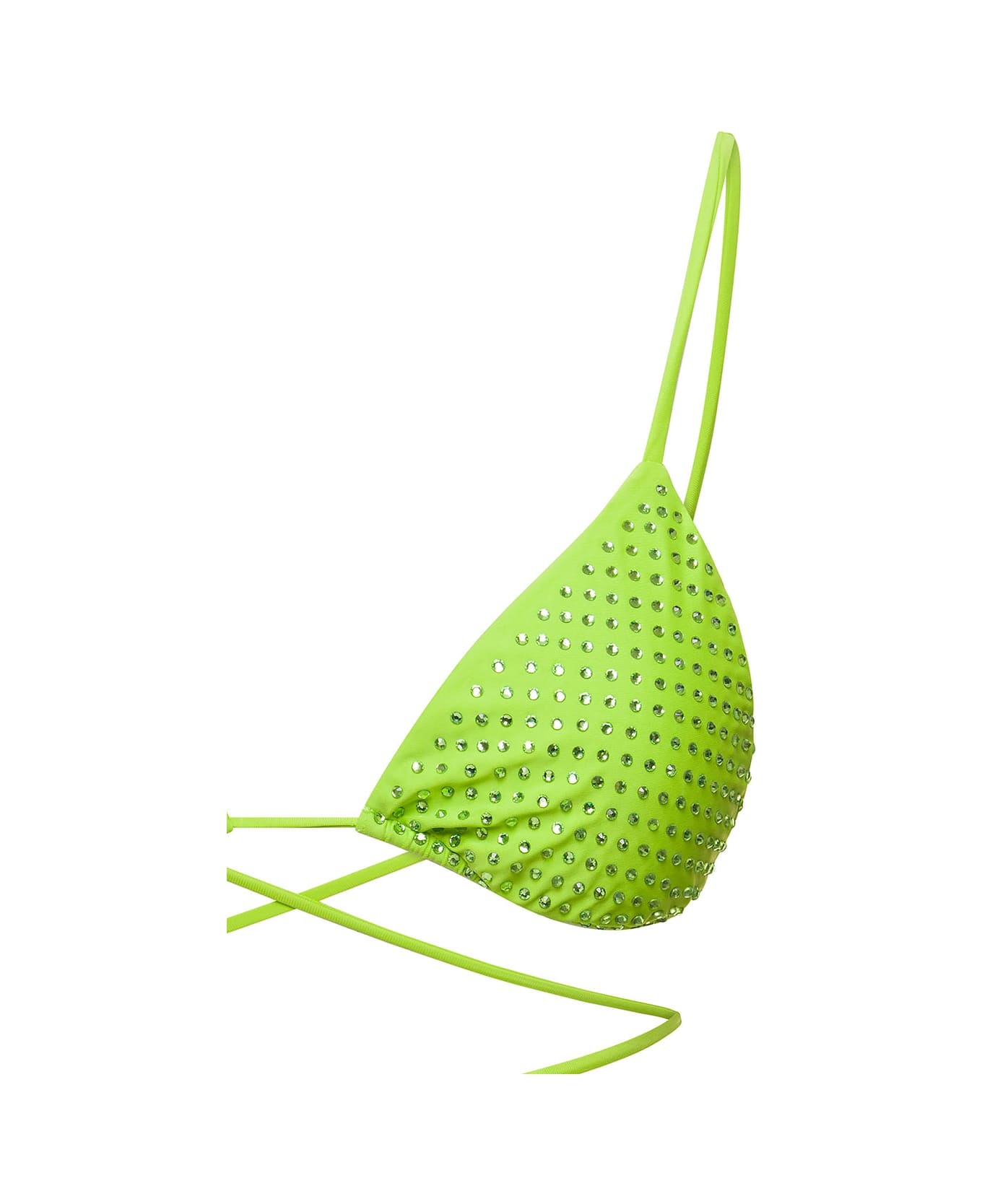 Bikini Top With All-over Crystal Embellishment In Green Polyamide Woman - 3