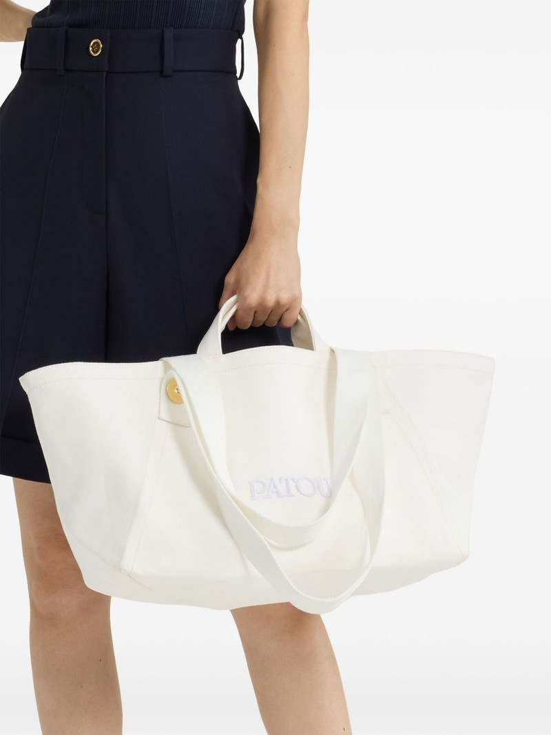 PATOU large logo trapeze-design canvas tote bag outlook