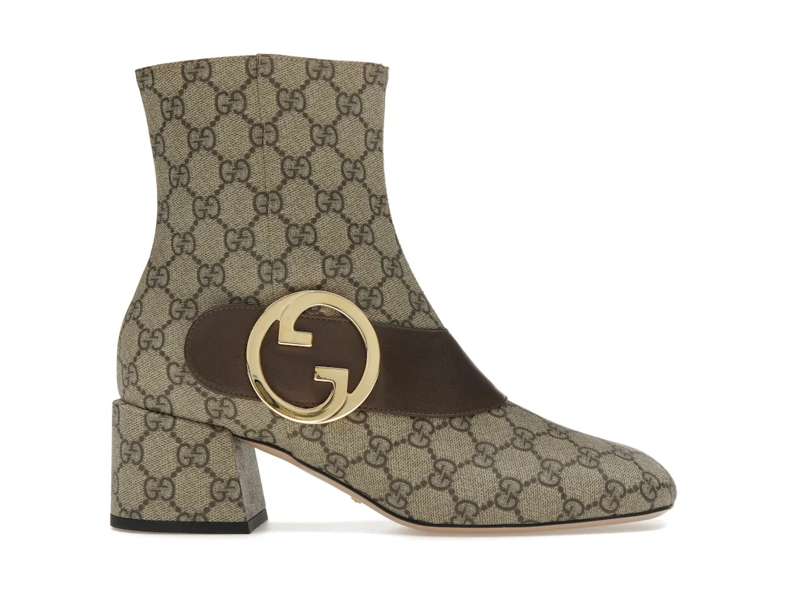 Gucci Blondie Ankle Boot Beige GG Canvas - 1