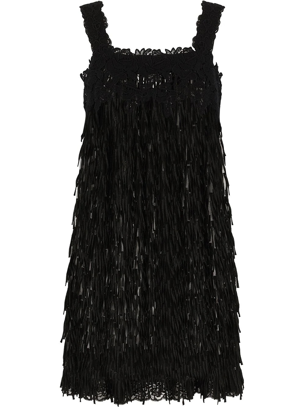 sleeveless sheer fringed dress - 1