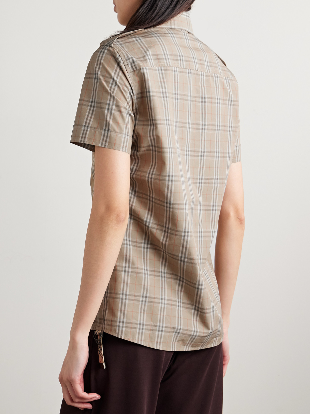 Buckled Ruched Checked Cotton-poplin Shirt - 3