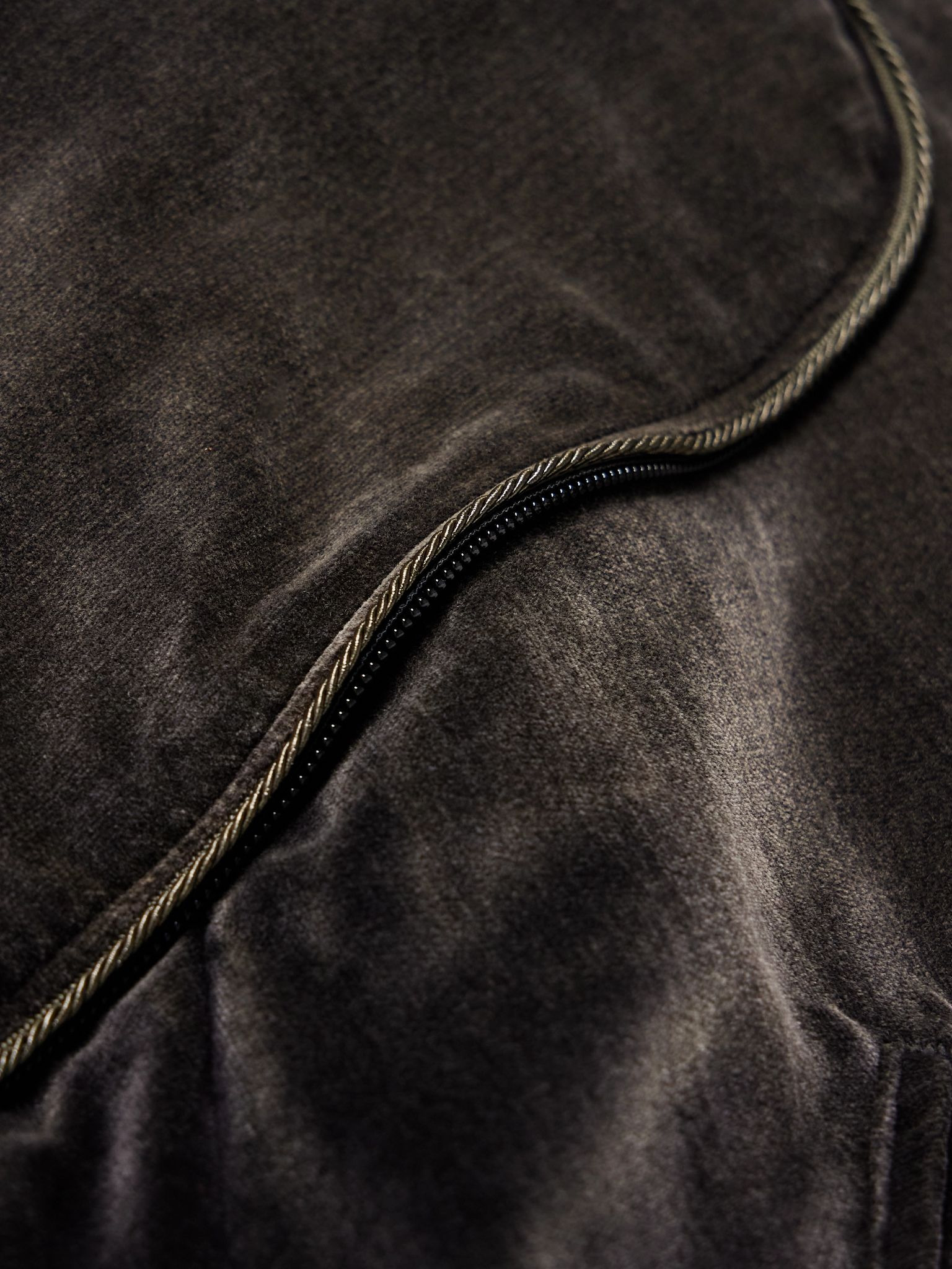 Logo-Embroidered Zip-Detailed Cotton-Velvet Bomber Jacket Black - 6