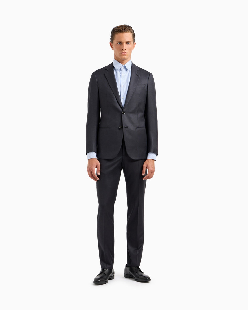 GIORGIO ARMANI Manhattan Line virgin-wool single-breasted suit with a micro-check motif outlook