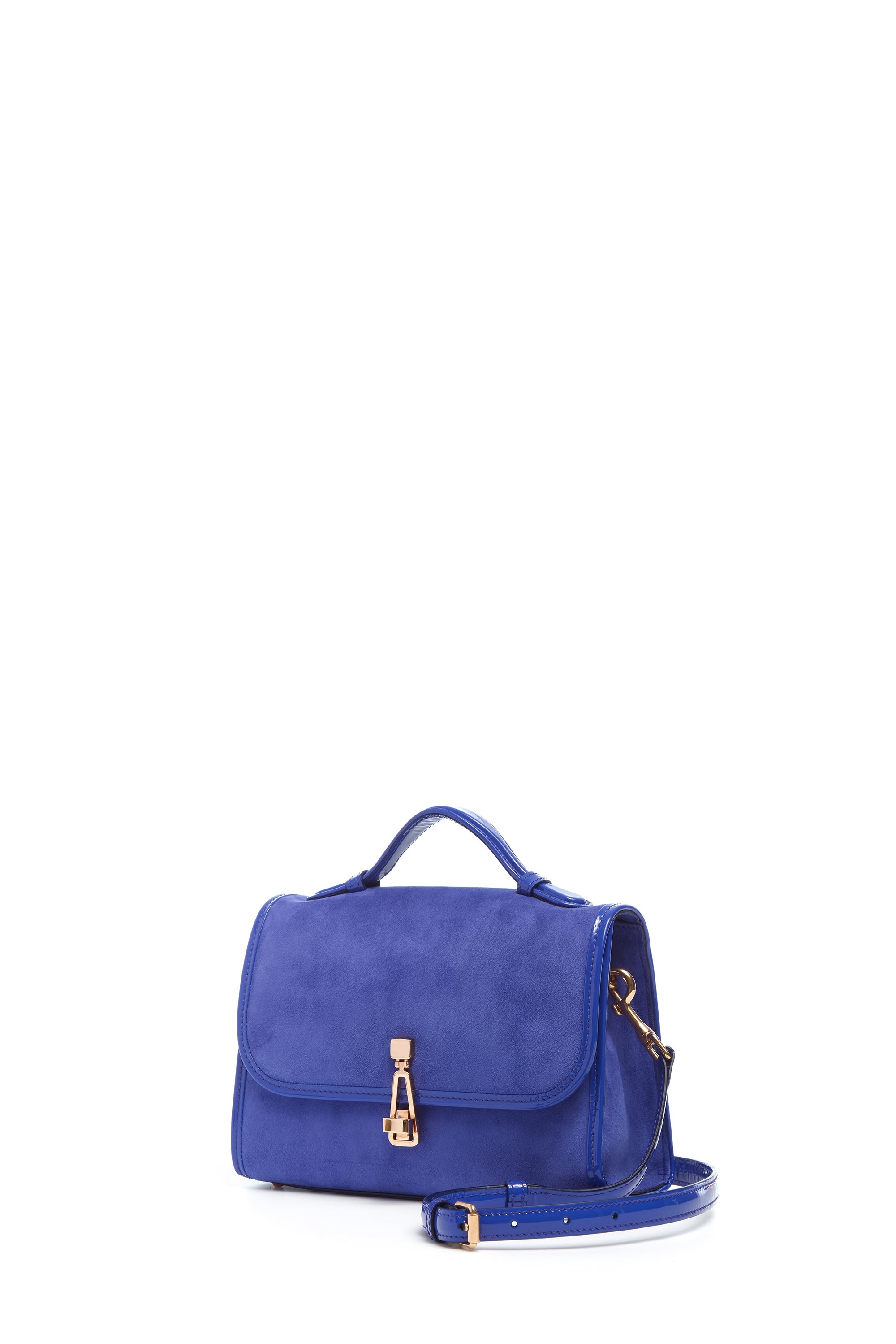 Small Leonora Flap Bag in Cobalt Suede - 2