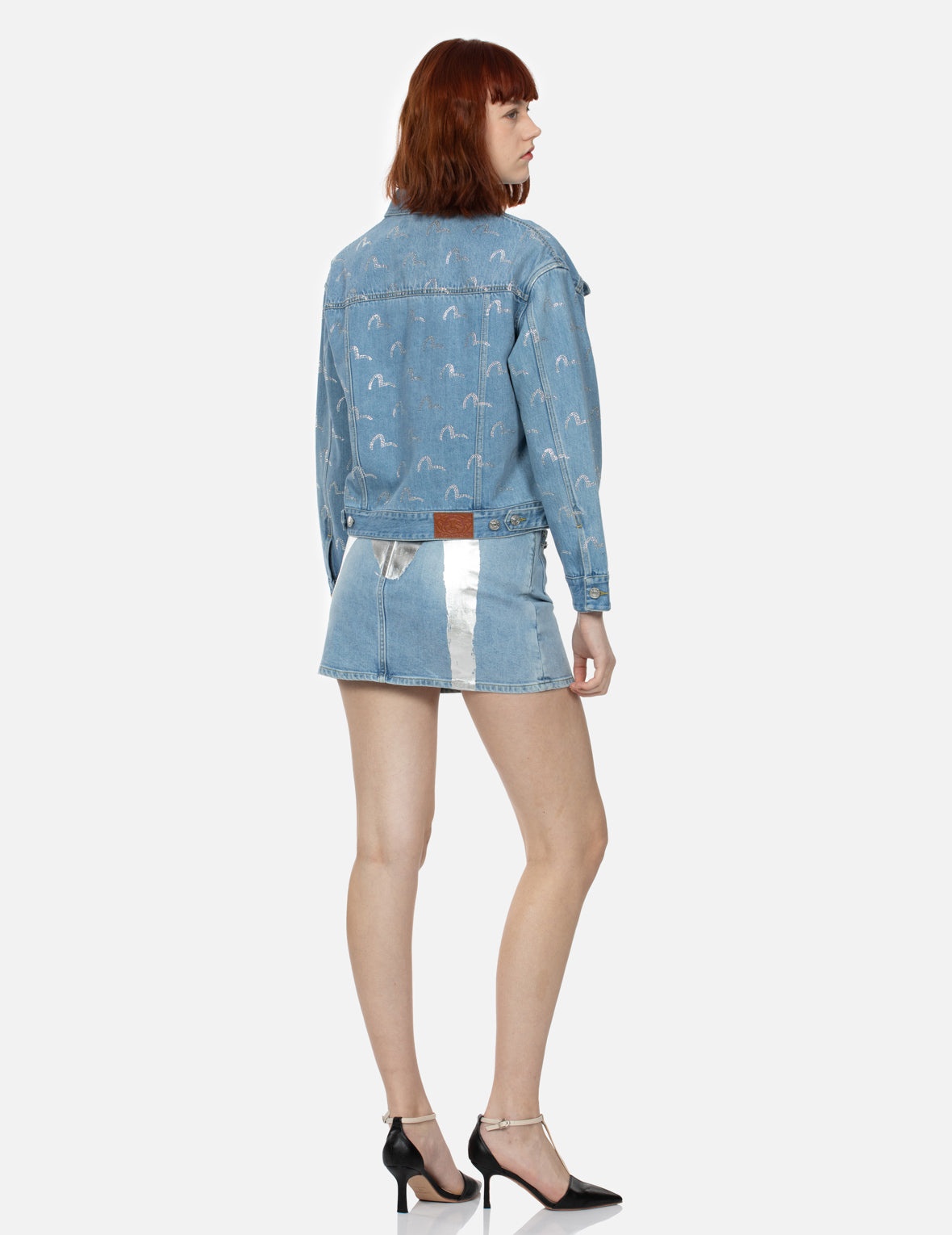 Foil Print Daicok Regular Fit Denim Skirt - 2