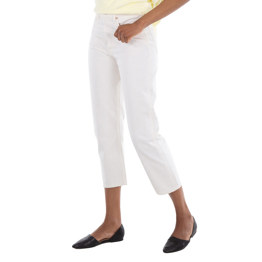 Agolde Ladies White 90S Crop Mid Rise Straight Jeans - 4