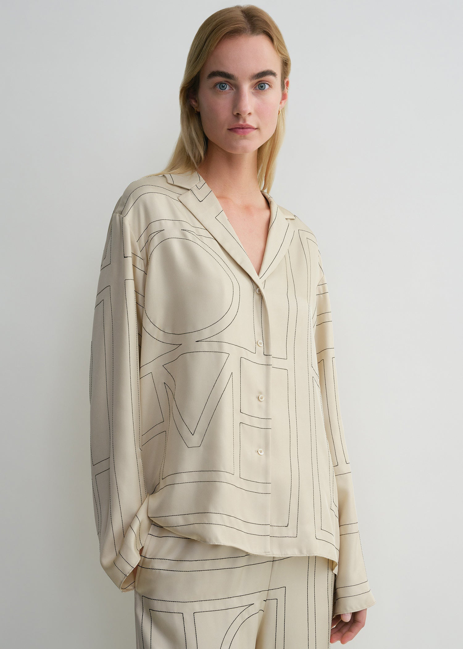 Monogram silk pj top ivory - 5