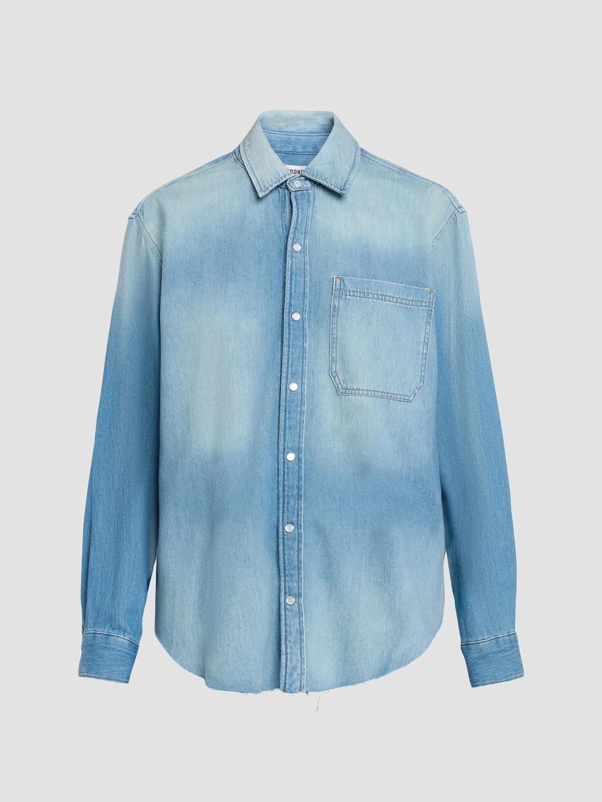 Women's Easy Denim Shirt - Aged Worn Blue - 1
