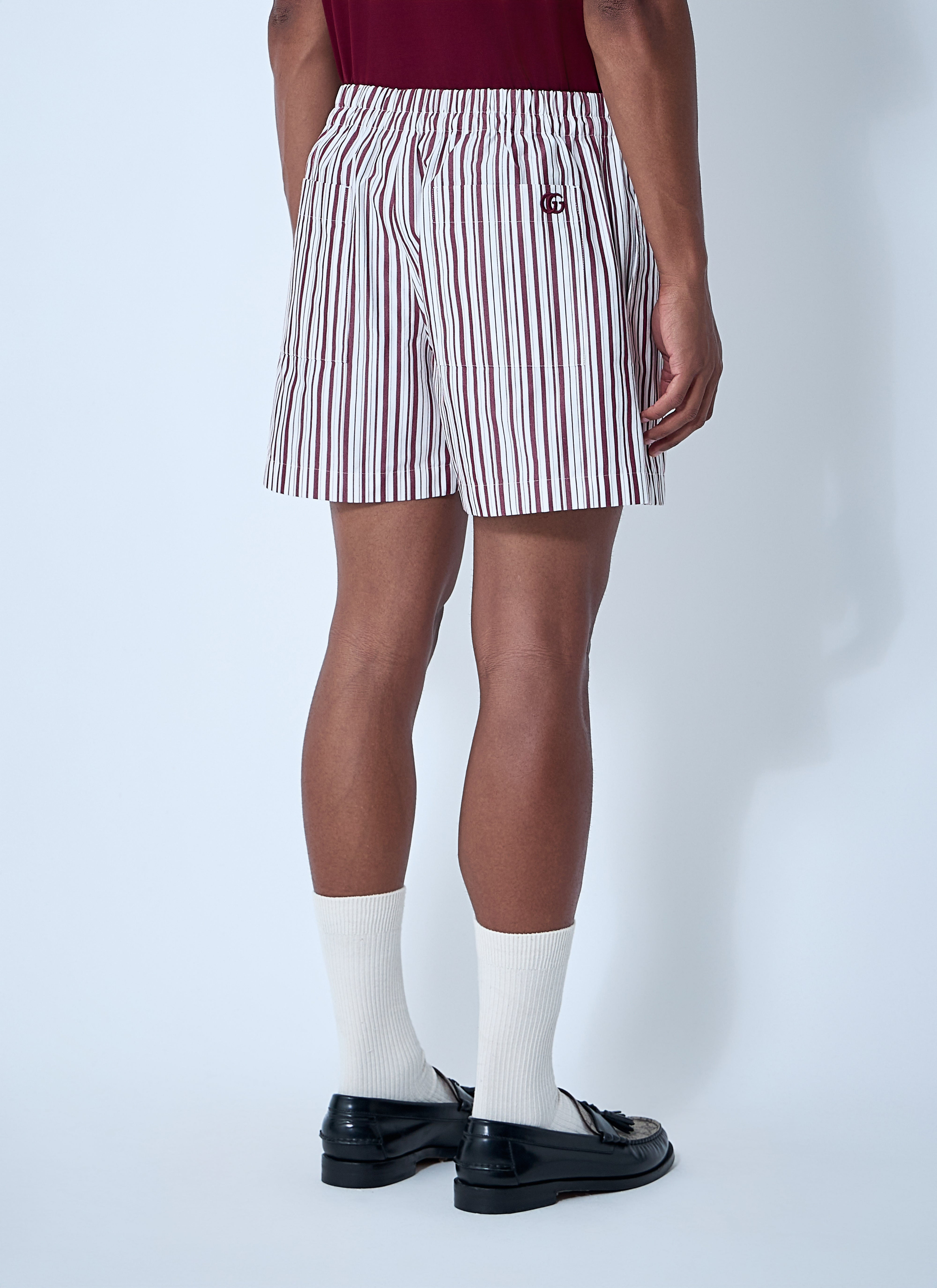 Gucci Men Striped Logo Motif Shorts - 4