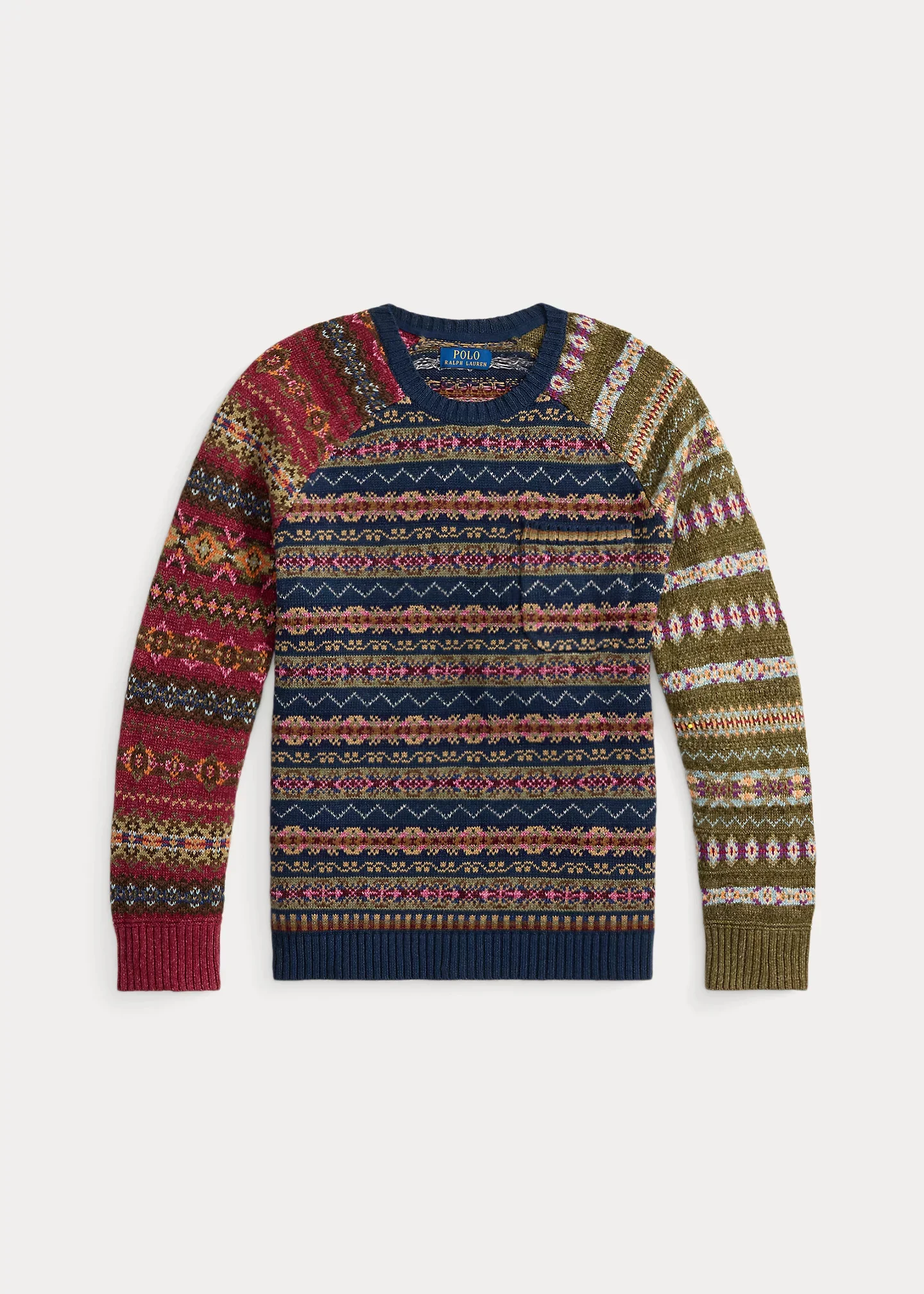 Color-Blocked Fair Isle Sweater - 1