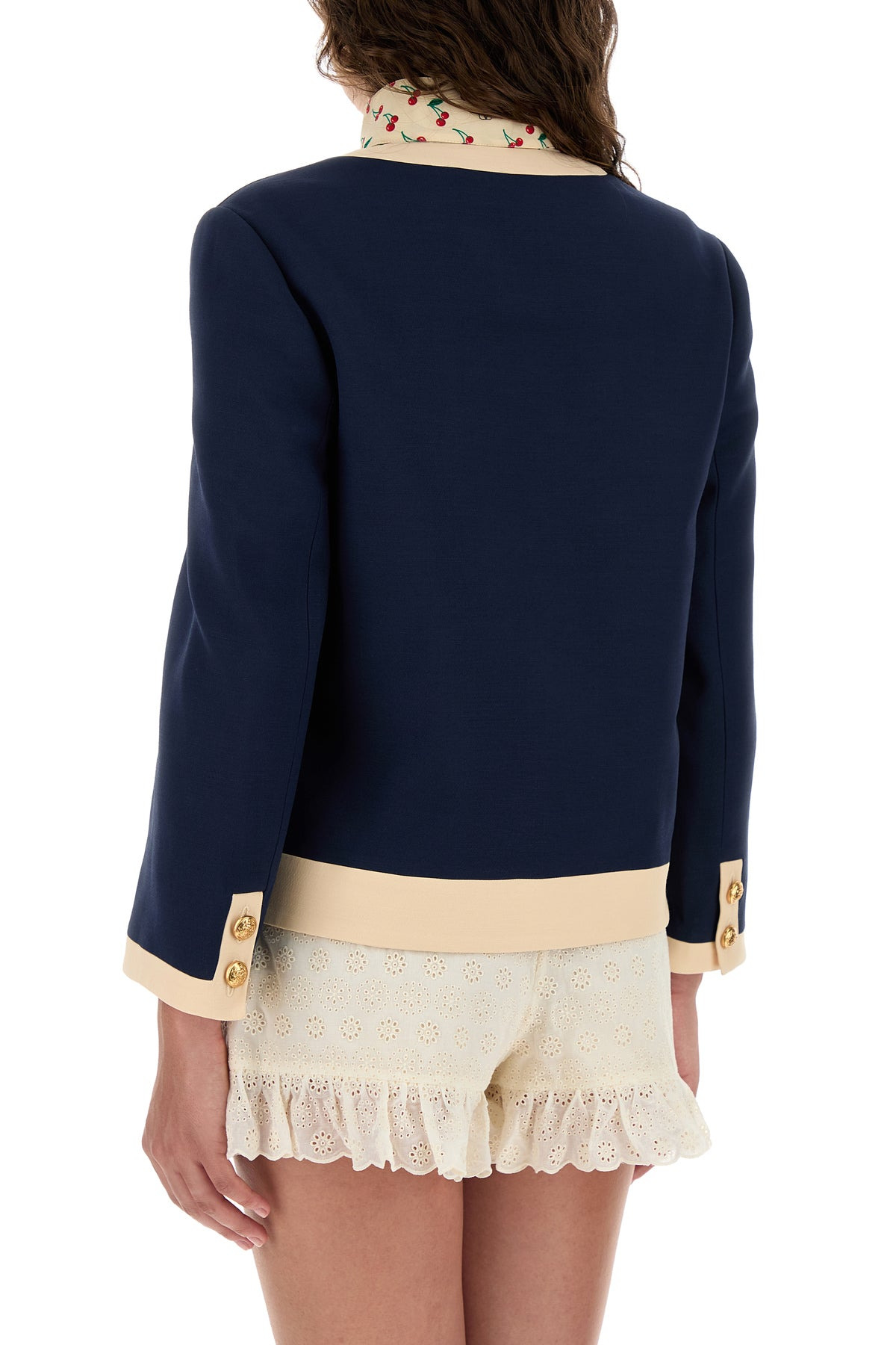 Navy blue wool blend blazer - 4