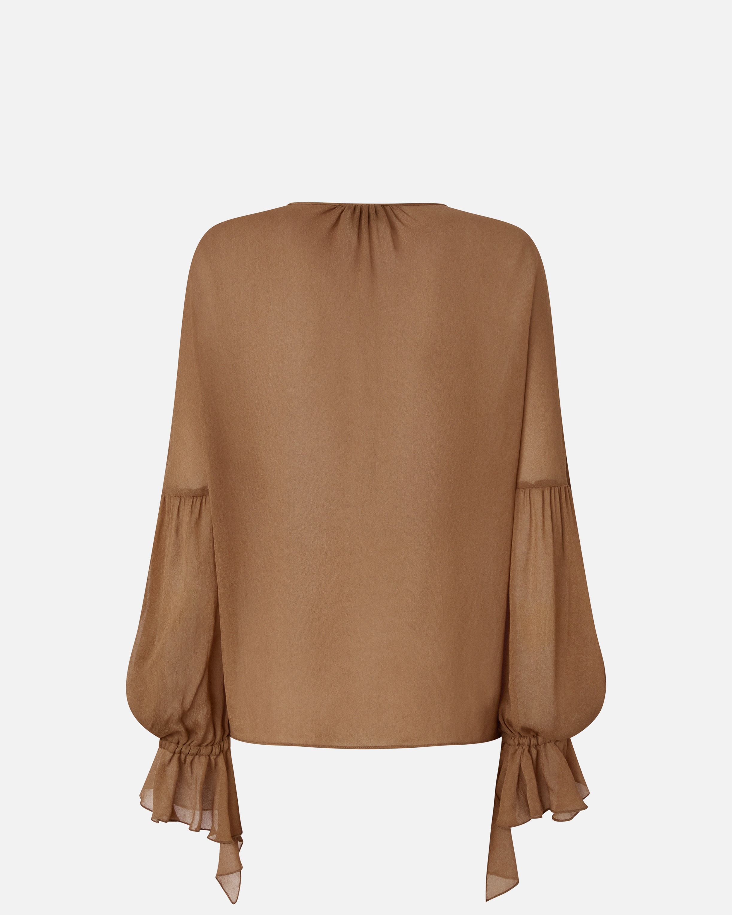 FLOWING BLOUSE WITH GATHERING AND CUFF RUFFLES - 6