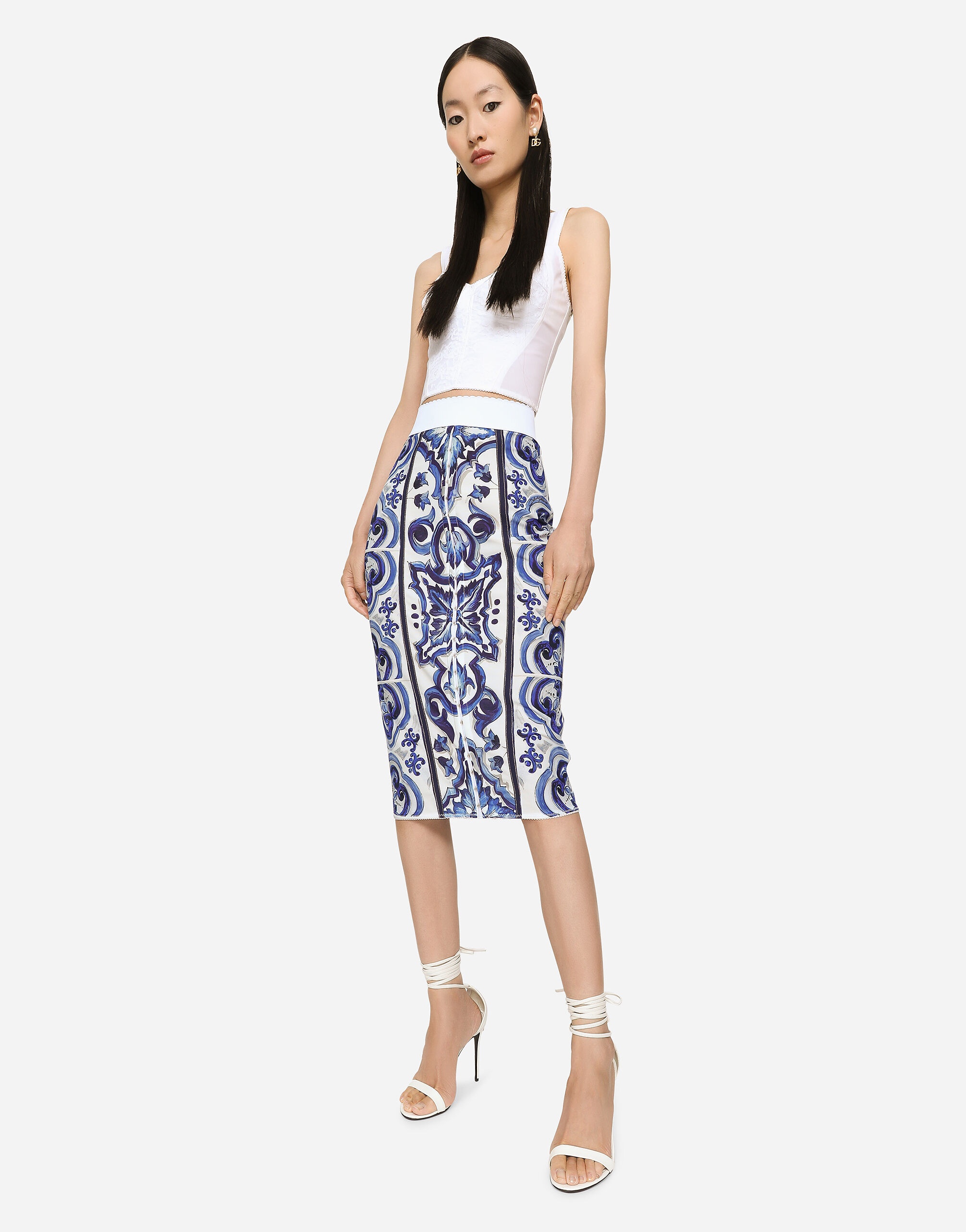 Majolica print midi skirt - 5